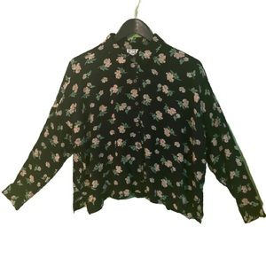 Anthropologie cropped floral loose boxy cut top